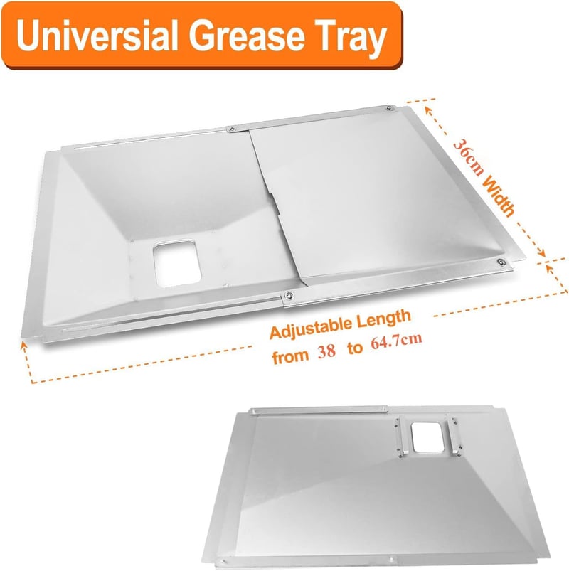 GFTIME Univerzális Zsírgyűjtő Tálca 38-65 cm Gázgrill Grillhez Állítható