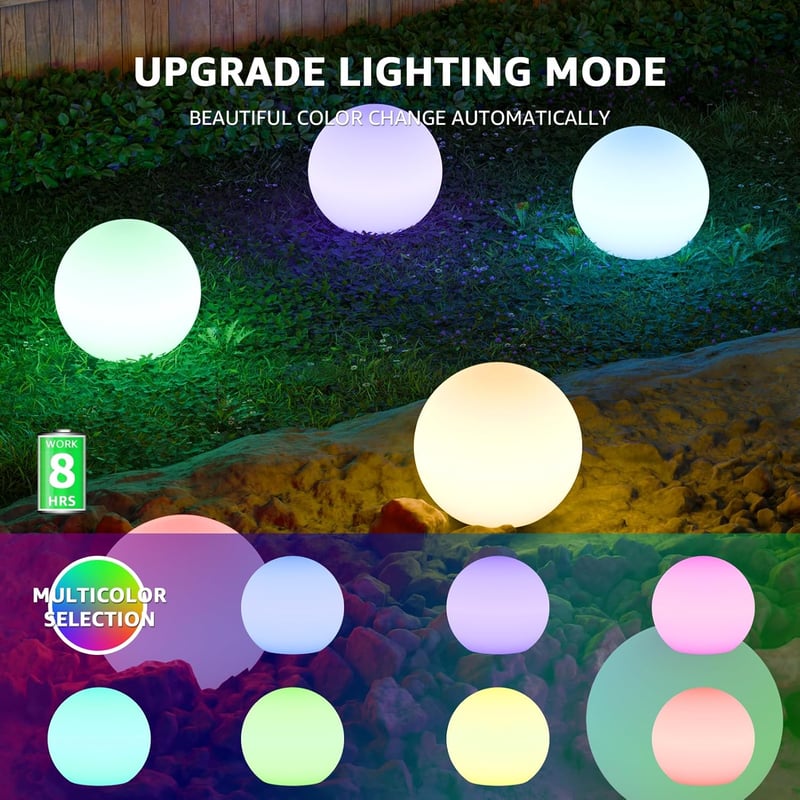 GGII RGB LED 30cm Szolár Kerti Lámpa Távirányítóval, 8 Szín Vízálló Kültéri Világítás