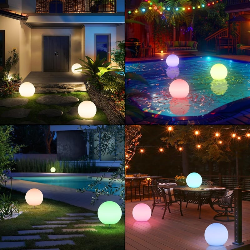 GGII RGB LED 30cm Szolár Kerti Lámpa Távirányítóval, 8 Szín Vízálló Kültéri Világítás