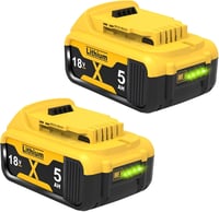 GGiking DCB182 csereakku DeWalt 18 V 5000 mAh LED-del - 2 db 1