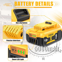 GGiking DCB182 csereakku DeWalt 18 V 5000 mAh LED-del - 2 db 4