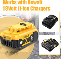 GGiking DCB182 csereakku DeWalt 18 V 5000 mAh LED-del - 2 db 5