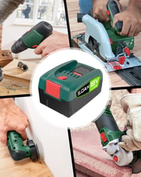 Náhradný akumulátor GGiking 5000 mAh 18V pre zelené náradie Bosch PBA PSB PSR, systém Power for ALL 18V a akumulátory Gardena 18V 6