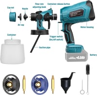 GGiking Makita 18V Akkus Festékszóró Rendszer Kerítéshez és Teraszhoz, 3 Spray Minta - Blue for Makita 18V battery 5