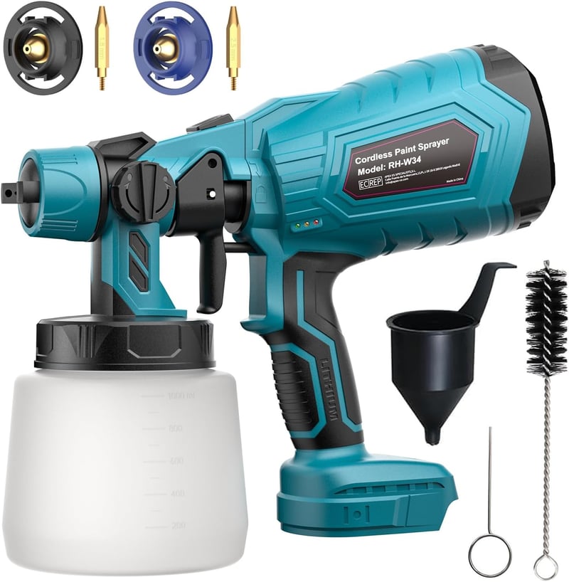 GGiking Makita 18V Akkus Festékszóró Rendszer Kerítéshez és Teraszhoz, 3 Spray Minta - Blue for Makita 18V battery