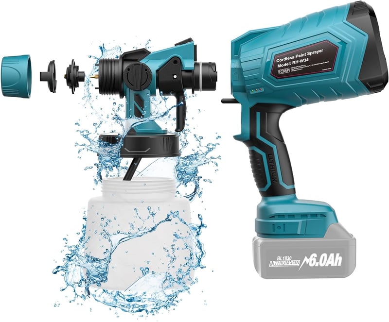 GGiking Makita 18V Akkus Festékszóró Rendszer Kerítéshez és Teraszhoz, 3 Spray Minta - Blue for Makita 18V battery