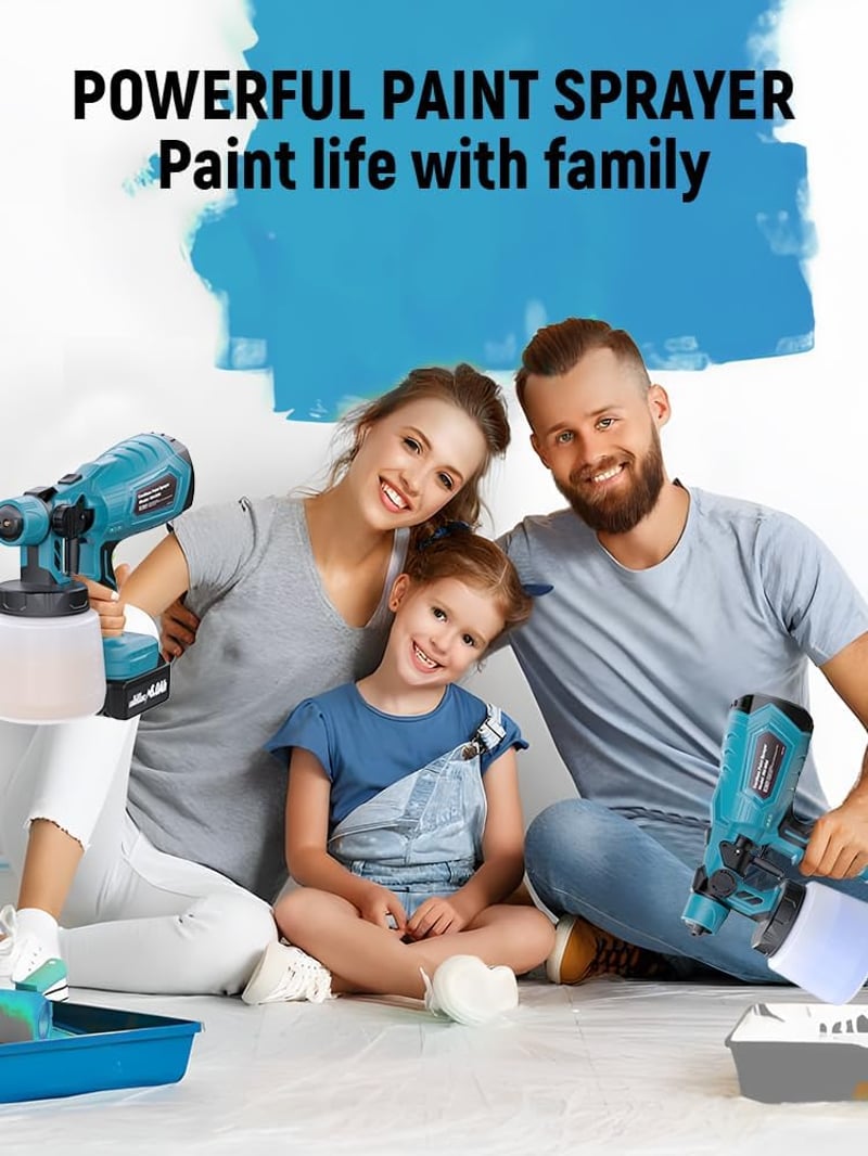 GGiking Makita 18V Akkus Festékszóró Rendszer Kerítéshez és Teraszhoz, 3 Spray Minta - Blue for Makita 18V battery