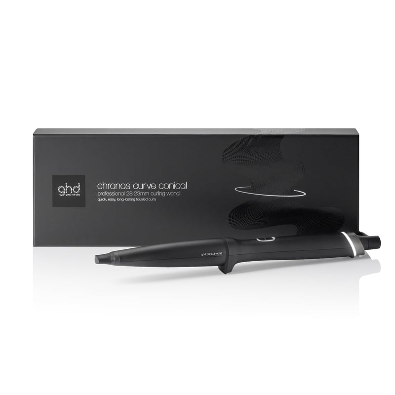 Ondulator conic ghd Chronos Curve 28-23 mm – pentru bucle lejere de tip „beach waves” și onduleuri definite, fără deteriorarea părului, cu rezultate de 3 ori mai rapide
