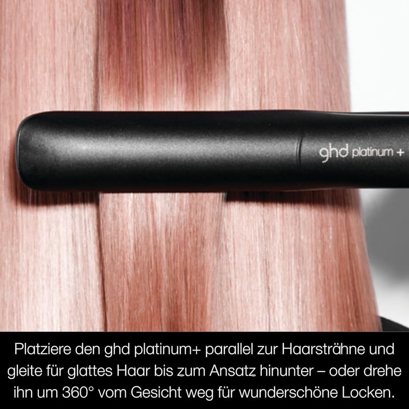 ghd Platinum+ Black Intelligent Professional Hair Straightener, Less Hair Breakage, More Shine and Colour Protection, Ultra Zone Technology, Optimal Comb Temperature 185ºC Homogeneous