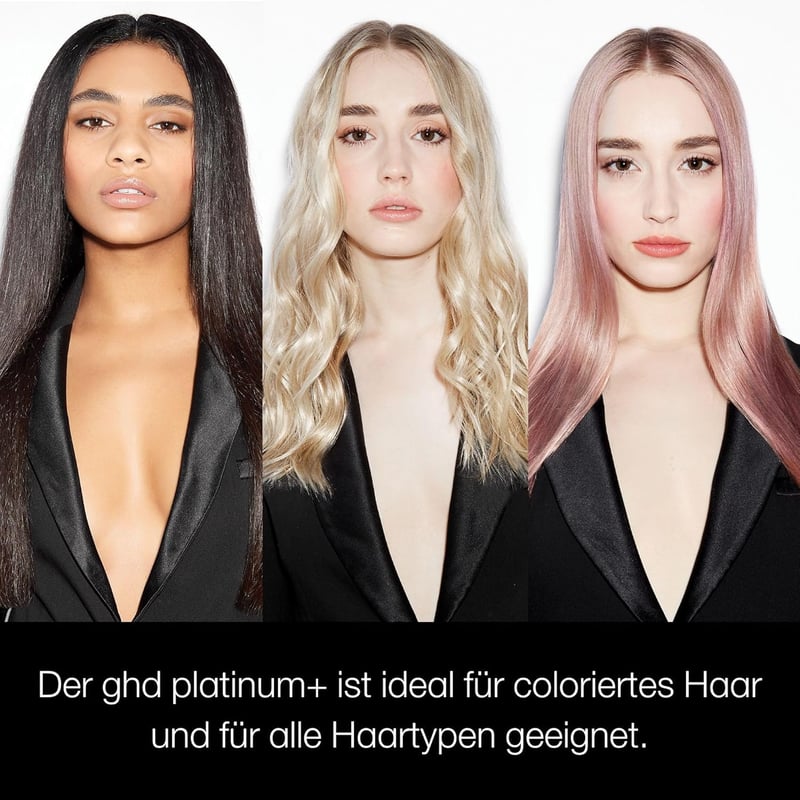ghd Platinum+ Black Intelligent Professional Hair Straightener, Less Hair Breakage, More Shine and Colour Protection, Ultra Zone Technology, Optimal Comb Temperature 185ºC Homogeneous
