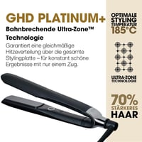 ghd Platinum+ Black Intelligent Professional Hair Straightener, Less Hair Breakage, More Shine and Colour Protection, Ultra Zone Technology, Optimal Comb Temperature 185ºC Homogeneous 3