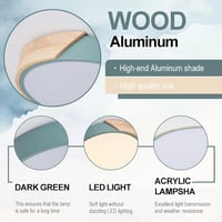 GHiycotdl 40 cm Fa LED Mennyezeti Lámpa - Zöld, Tölgy-Alumínium, Fényerő és Színhőmérséklet Szabályozható, Távirányítóval, Nappaliba, Hálóba 4