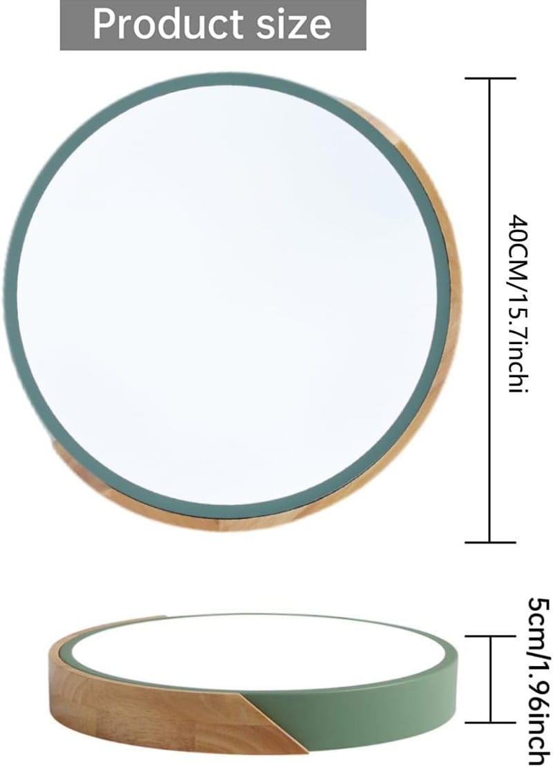 GHiycotdl 40 cm Fa LED Mennyezeti Lámpa - Zöld, Tölgy-Alumínium, Fényerő és Színhőmérséklet Szabályozható, Távirányítóval, Nappaliba, Hálóba