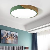 GHiycotdl 40 cm Fa LED Mennyezeti Lámpa - Zöld, Tölgy-Alumínium, Fényerő és Színhőmérséklet Szabályozható, Távirányítóval, Nappaliba, Hálóba 6