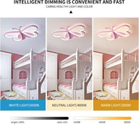 GHiycotdl Pillangó Mennyezeti Lámpa - Modern Szabályozható LED Gyerekszoba Világítás 50 cm, Fehér, 3000K-6500K Színhőmérséklet, Hálószobába, 3