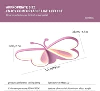 GHiycotdl Pillangó Mennyezeti Lámpa - Modern Szabályozható LED Gyerekszoba Világítás 50 cm, Fehér, 3000K-6500K Színhőmérséklet, Hálószobába, 2