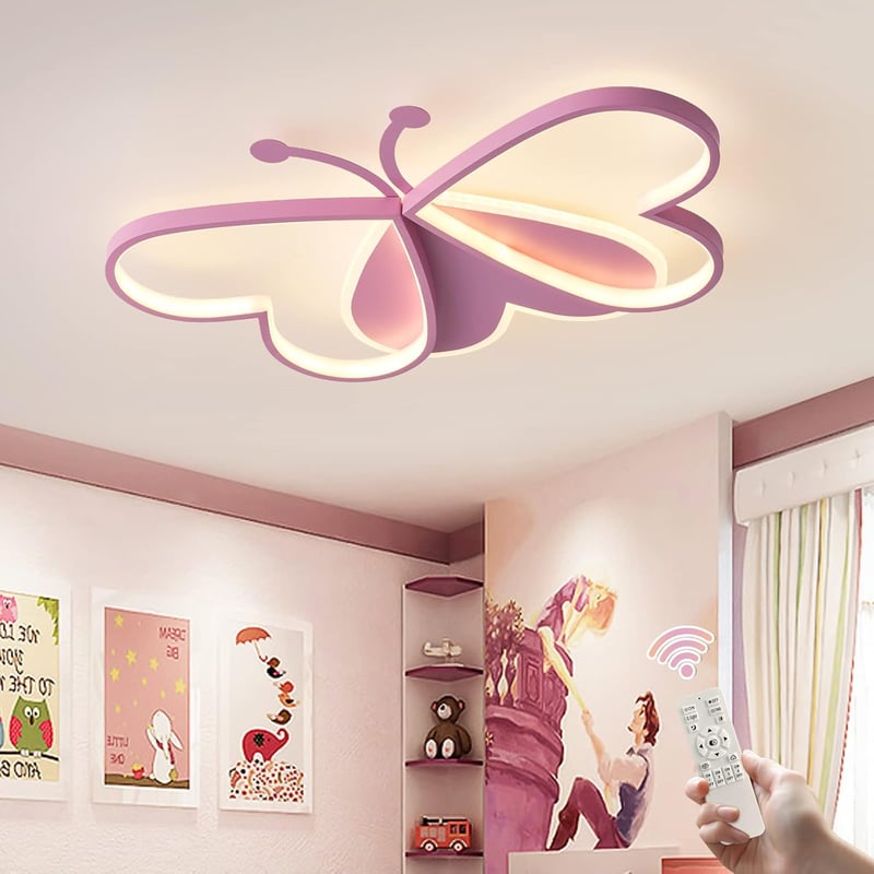 GHiycotdl Pillangó Mennyezeti Lámpa - Modern Szabályozható LED Gyerekszoba Világítás 50 cm, Fehér, 3000K-6500K Színhőmérséklet, Hálószobába,
