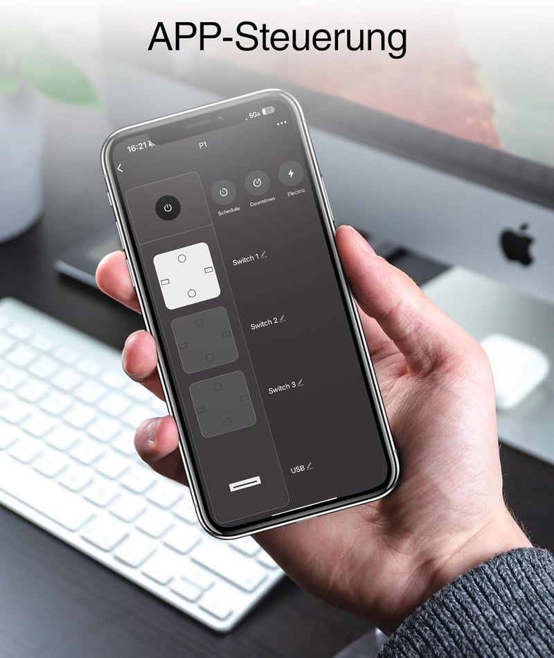 GHome Smart WiFi okos elosztó 3 aljzat 3 USB, Alexa Google Home kompatibilis - smart power strip