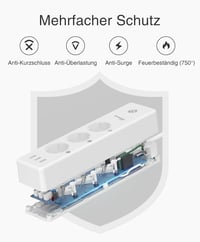 GHome Smart WiFi okos elosztó 3 aljzat 3 USB, Alexa Google Home kompatibilis - smart power strip 8