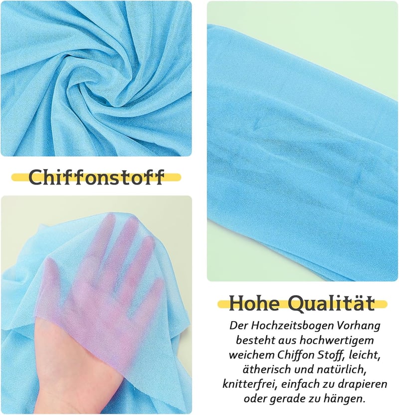 Ghope Esküvői Függöny Tüll Dekoráció Fotózáshoz Ceremónia Háttér - H600 x B75 cm (1er Pack), Blue