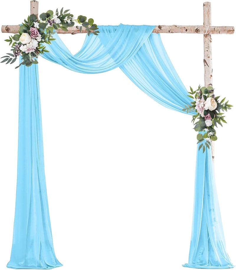 Ghope Esküvői Függöny Tüll Dekoráció Fotózáshoz Ceremónia Háttér - H600 x B75 cm (1er Pack), Blue