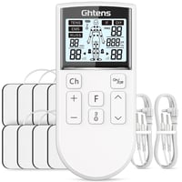 Aparat TENS GHTENS pentru calmarea durerii, dispozitiv de electrostimulare 5 în 1 (TENS/EMS/IF/RUSS/DIY), 80 de programe de masaj, 2 canale, 8 electrozi incluși 1