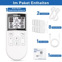 Aparat TENS GHTENS pentru calmarea durerii, dispozitiv de electrostimulare 5 în 1 (TENS/EMS/IF/RUSS/DIY), 80 de programe de masaj, 2 canale, 8 electrozi incluși 10