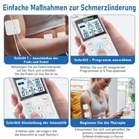 Aparat TENS GHTENS pentru calmarea durerii, dispozitiv de electrostimulare 5 în 1 (TENS/EMS/IF/RUSS/DIY), 80 de programe de masaj, 2 canale, 8 electrozi incluși 9