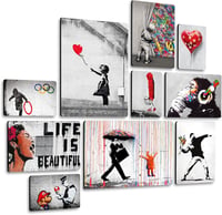 Giallobus Banksy 10 részes falikép szett MDF fából, többrészes dekoráció, falra szerelhető 5