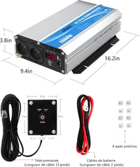 GIANDEL 2000W 12V-230V Inverter Távirányítóval és Dupla Aljzattal Autóhoz 7