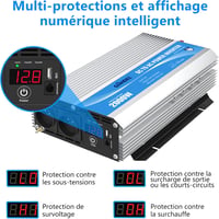 GIANDEL 2000W 12V-230V Inverter Távirányítóval és Dupla Aljzattal Autóhoz 5