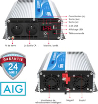 GIANDEL 2000W 12V-230V Inverter Távirányítóval és Dupla Aljzattal Autóhoz 6