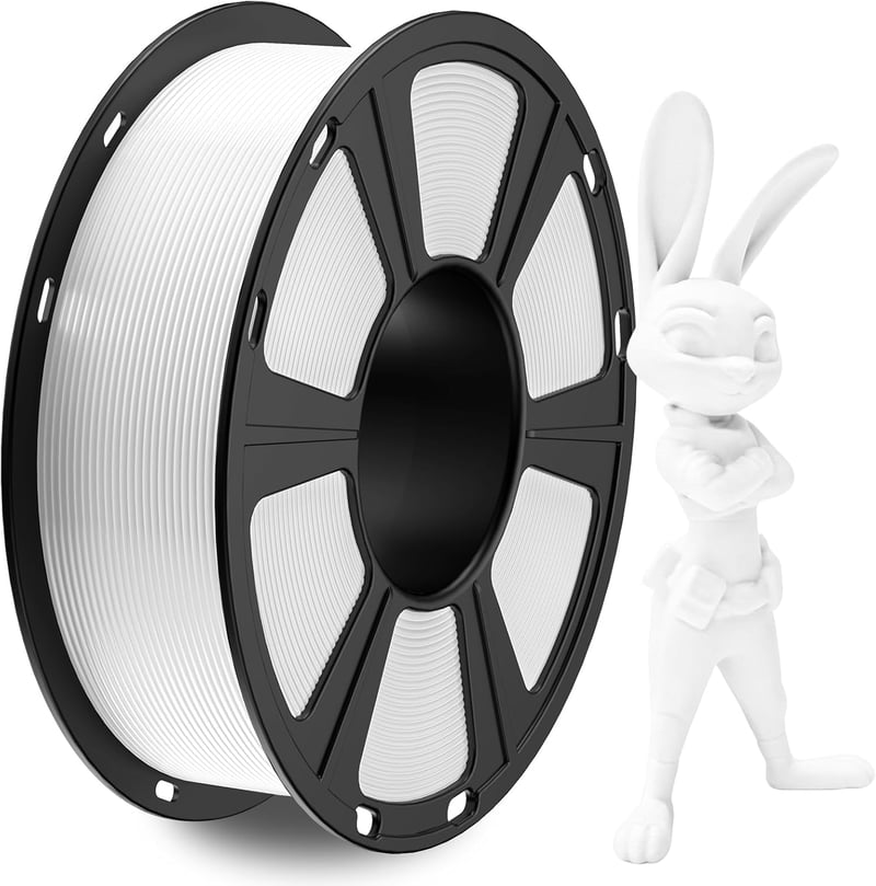 GIANTARM 3D Printer Filament, Polylactic Acid (PLA), 1.75 mm, 1 kg Spool, White - PLA, 1 kg PLA white
