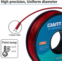 GIANTARM 95A TPU pružný filament 1,75 mm – červený – 1 kg 3