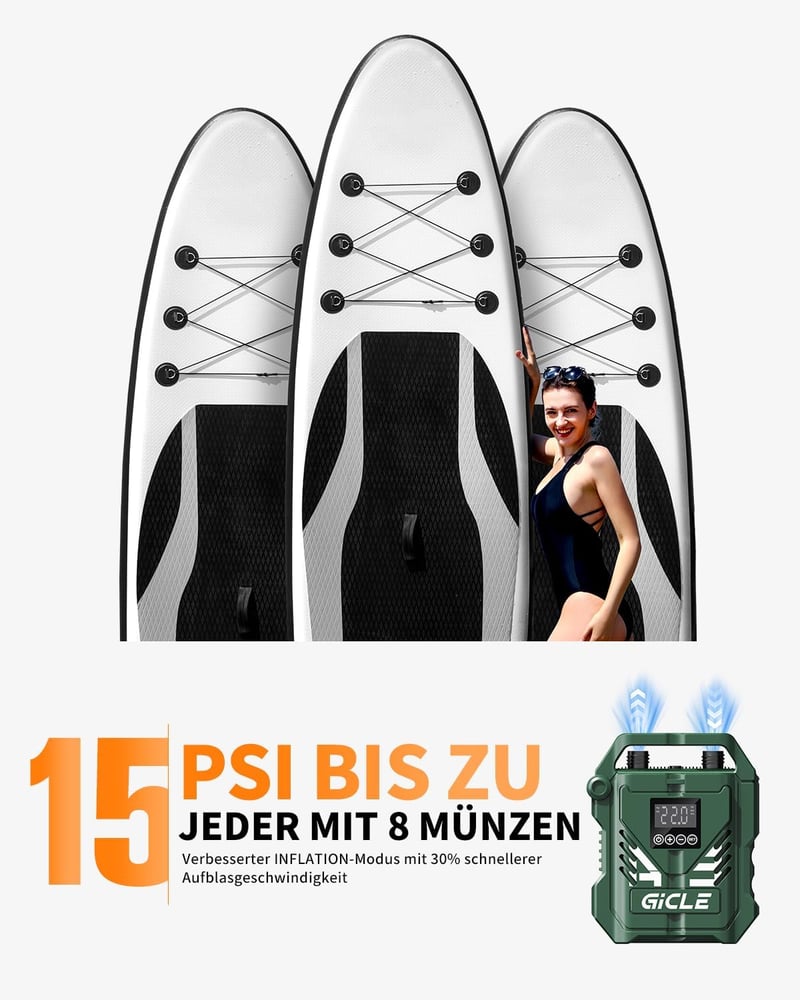 GICLE 22PSI elektromos SUP pumpa 12V autós csatlakozóval paddleboard felfújáshoz