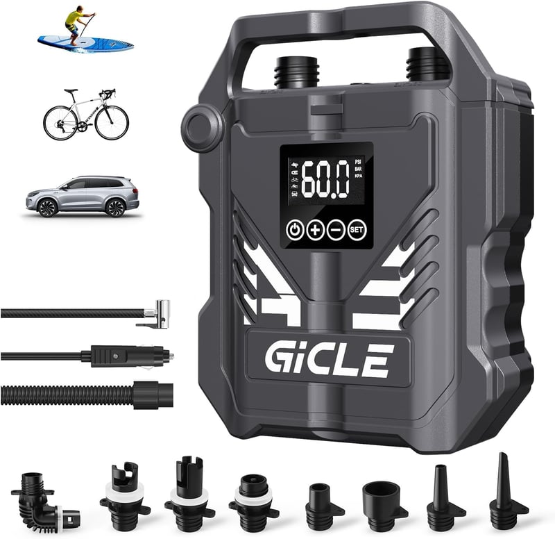 Gicle 60PSI elektromos SUP pumpa kétfokozatú gyors feltöltéshez autós 12V csatlakozóval