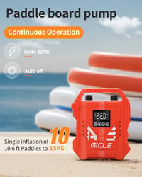 Gicle Elektromos SUP Pumpa 22PSI - 12V Autós Csatlakozóval, Kétfokozatú Gyors Felfújás, Automata Leállítás Paddleboardhoz, Csónakhoz 2