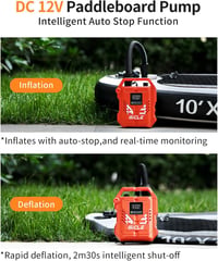 Gicle Elektromos SUP Pumpa 22PSI - 12V Autós Csatlakozóval, Kétfokozatú Gyors Felfújás, Automata Leállítás Paddleboardhoz, Csónakhoz 4