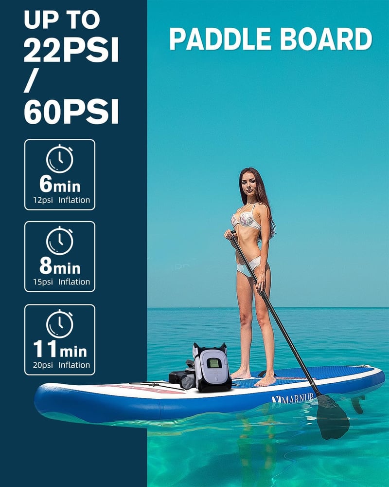 Gicle Elektromos SUP Pumpa 60PSI - 12V Automata Leállítású Kétfokozatú Felfújó Paddleboardhoz, Csónakhoz, Kerékpárhoz