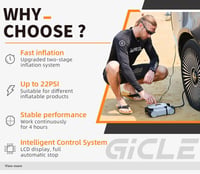 Gicle Elektromos SUP Pumpa 60PSI - 12V Automata Leállítású Kétfokozatú Felfújó Paddleboardhoz, Csónakhoz, Kerékpárhoz 5