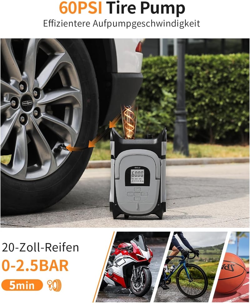 Gicle Elektromos SUP Pumpa 60PSI - 12V Automata Leállítású Kétfokozatú Felfújó Paddleboardhoz, Csónakhoz, Kerékpárhoz
