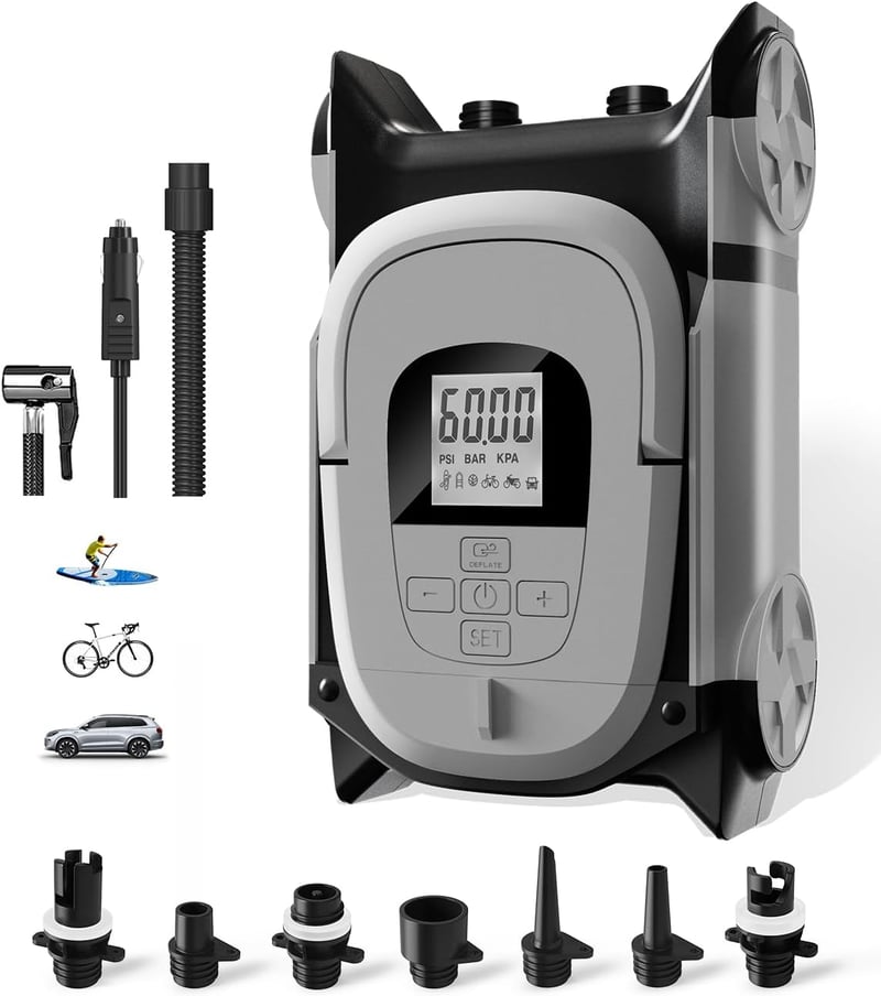 Gicle Elektromos SUP Pumpa 60PSI - 12V Automata Leállítású Kétfokozatú Felfújó Paddleboardhoz, Csónakhoz, Kerékpárhoz