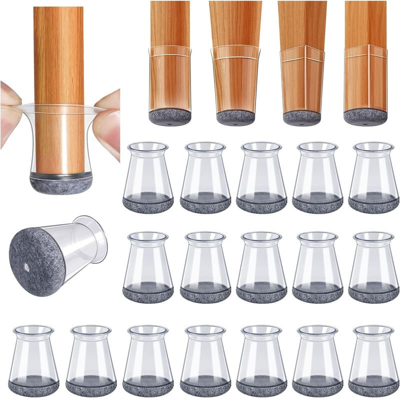 GICUNK Szilikon Szék Lábvédő Sapka 32db Kerek Padlóvédelem Fa Csempéhez - X-Small, Round Transparent