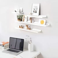 Gieanoo Fehér Fali Polc 100 cm Tömör Tölgy Képkeret Dekoráció 8