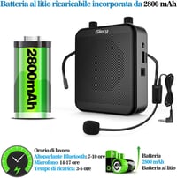 Giecy Hordozható Hangosító Mikrofonnal - 30W 2800mAh Akkumulátor - Bluetooth Hangszóró Tanároknak, Edzőknek, Előadóknak - 1000m² Lefedettség 3