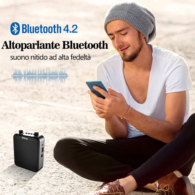 Giecy Hordozható Hangosító Mikrofonnal - 30W 2800mAh Akkumulátor - Bluetooth Hangszóró Tanároknak, Edzőknek, Előadóknak - 1000m² Lefedettség
