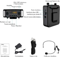 Giecy Hordozható Hangosító Mikrofonnal - 30W 2800mAh Akkumulátor - Bluetooth Hangszóró Tanároknak, Edzőknek, Előadóknak - 1000m² Lefedettség 7