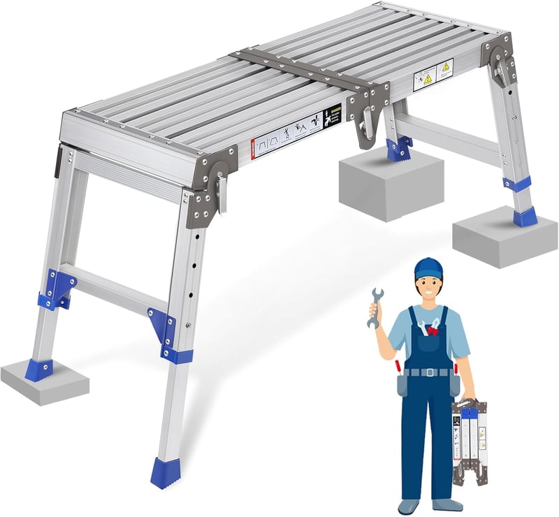 Gifeerory Alumínium Munkaplatform 362 kg Összecsukható Biztonsági Zárral