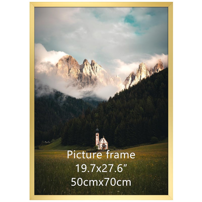 Giftgarden Zlatni Aluminijski Okvir za Slike 50x70 cm, Zidni Okvir za Fotografije, Postere i Puzzle, Dekoracija za Dnevni Boravak i Spavaću Sobu