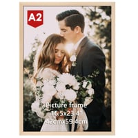 Ramă foto din aluminiu cu aspect de lemn natural Giftgarden A2 42x59,4 cm - Ușor deteriorată (capac spate îndoit, ușor lovită (stare: vezi a 2-a imagine)) 1